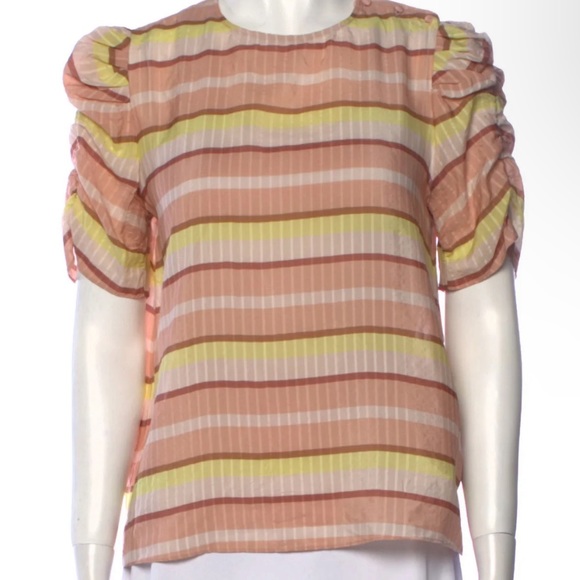 Sezane Tops - Sezane coralie Shirt striped silk blouse  100% Silk preppy French